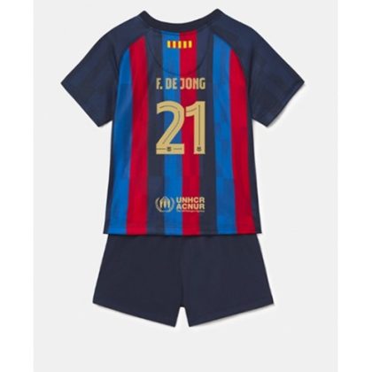 FC Barcelona F. De Jong 21 Heimtrikot Kit Kinder 2022 2023