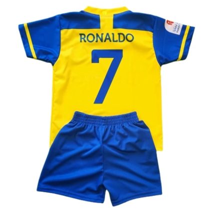 Günstige Al Nassr FC Cristiano Ronaldo 7 Kinder Heim Trikotsatz 2022-23