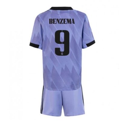 Real Madrid Karim Benzema 9 Auswärtstrikot Kit Kinder 2022 2023