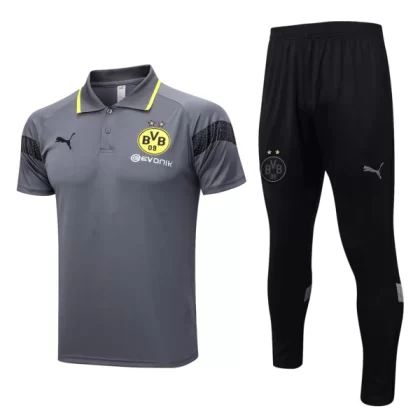 BVB Borussia Dortmund Trainings Poloshirt Anzüge Anzüge 2023-24 – Grau