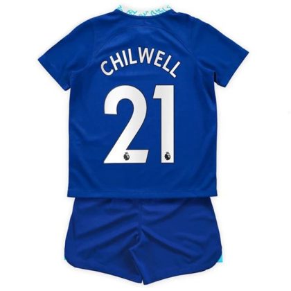 Chelsea Chilwell 21 Heimtrikot Kit Kinder 2022-23