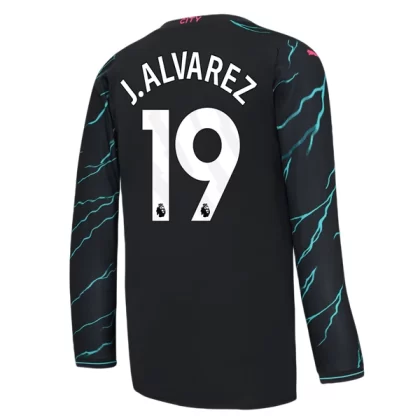 Günstige Manchester City J. Alvarez 19 Langarm 3. Ausweichtrikot 2023/24