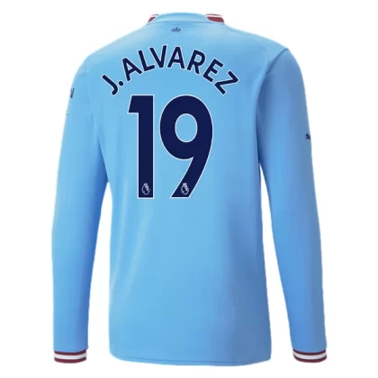 Günstige Manchester City J. Alvarez 19 Langarm Heimtrikot 2022-23