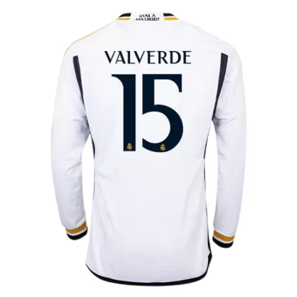 Günstige Real Madrid Valverde 15 Langarm Heimtrikot 2023/24