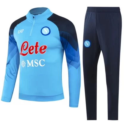 Napoli Kinder Trainingsanzüge 2023-24 – 1-4 Zip Blau