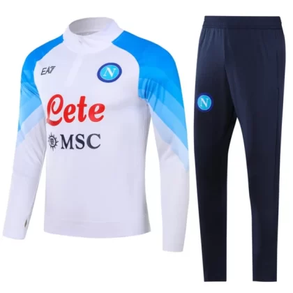 Napoli Kinder Trainingsanzüge 2023-24 – 1-4 Zip Weiß