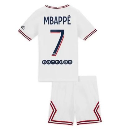 Paris Saint Germain PSG Kylian Mbappé 7 Fourth Heimtrikot Kit Kinder 2021-22