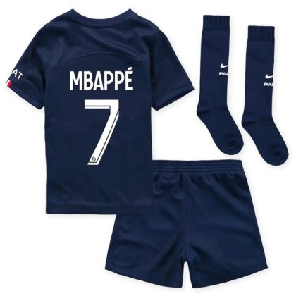 Paris Saint Germain PSG Kylian Mbappé 7 Heimtrikot Kit Kinder 2022-23