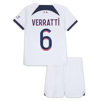 Paris Saint Germain PSG Trikotsatz Kinder 2023-24 Marco Verratti 6 Auswärtstrikot