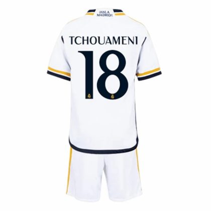 Real Madrid Tchouameni 18 Heimtrikot Kit Kinder 2023 2024